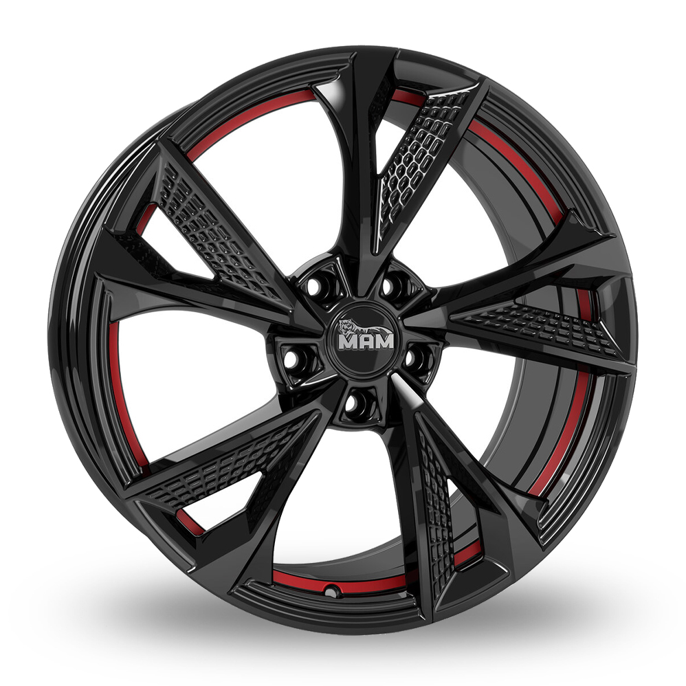 MAM RS6 Gloss Black Red Inside Alloy Wheels