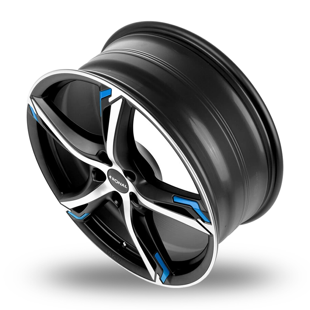 20" Ronal R62 Blue Matt Black Polished Blue Alloy Wheels