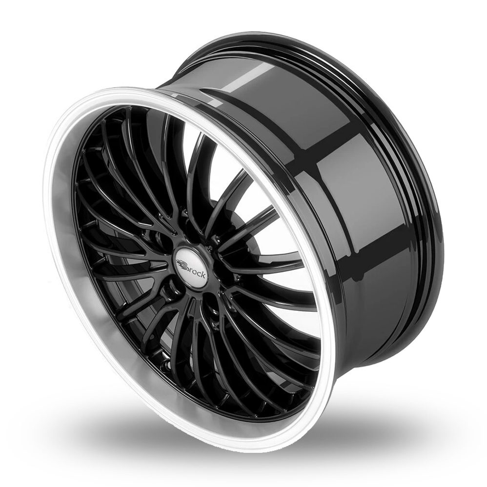 20" Brock B24 GP Black Polished Lip Alloy Wheels