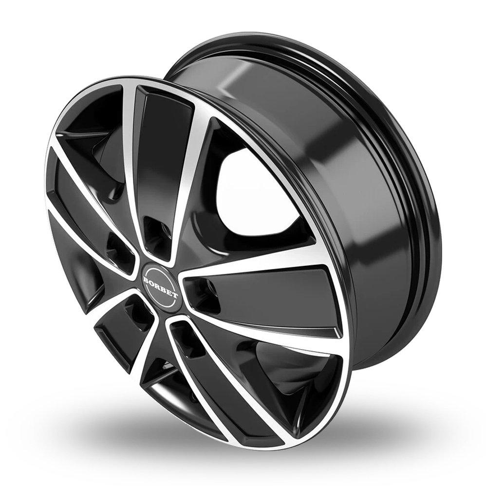 16" Borbet CWG Black Polished Alloy Wheels