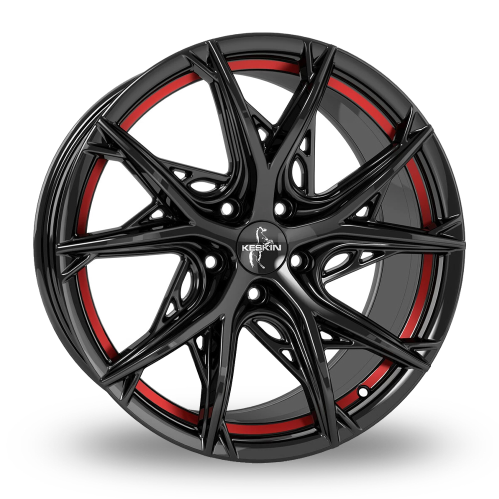 19" Keskin Tuning KT24C Gloss Black Red Inside Alloy Wheels