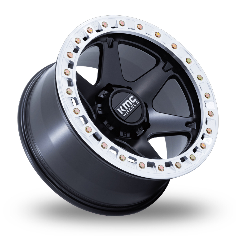 17" KMC KM238 VI Beadlock Satin Black With Machined Ring Alloy Wheels