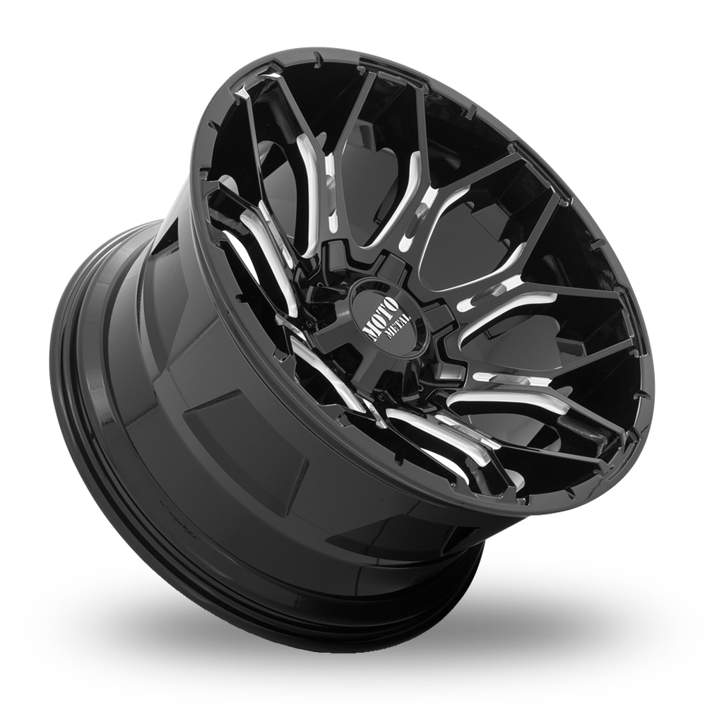 20" Moto Metal MO808 Sniper Gloss Black Milled Alloy Wheels