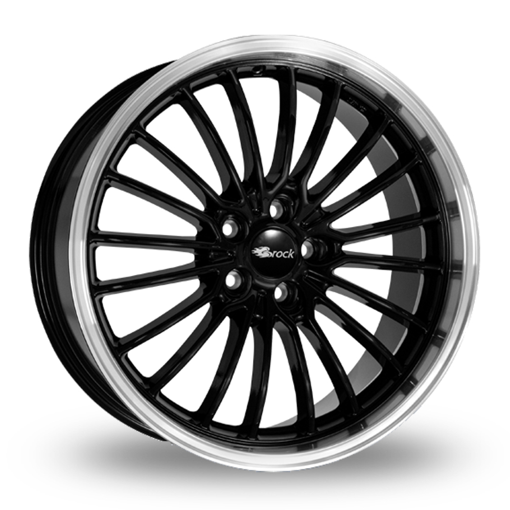 Brock B24 GP Gloss Black Polished Lip Alloy Wheels