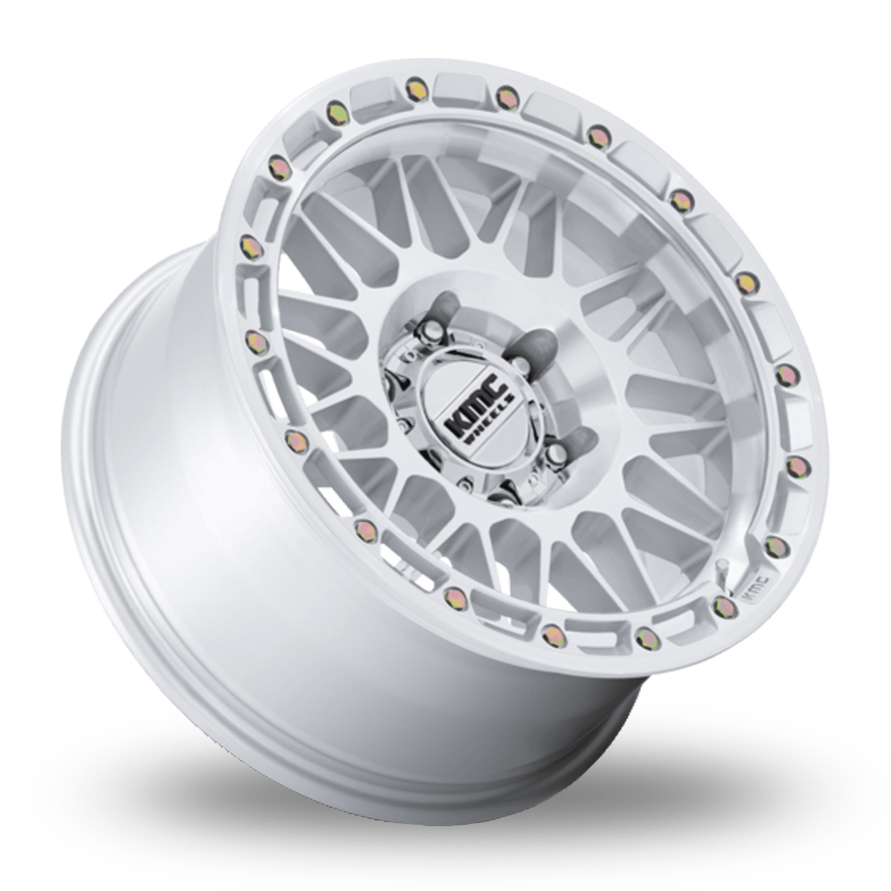 17" KMC KM555 Attack (USA Warehouse) Gloss Silver Polished Alloy Wheels