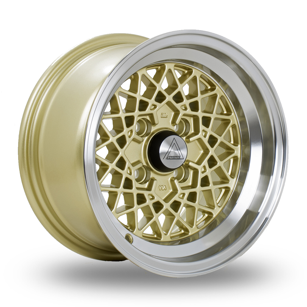Autostar Kyoshu Gold Polished Lip Alloy Wheels