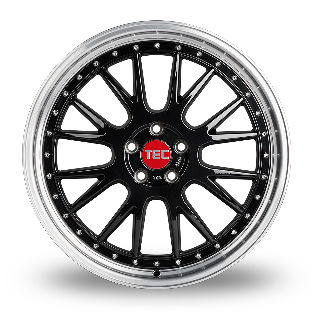 20" TEC Speedwheels GT-EVO Gloss Black Polished Lip Alloy Wheels