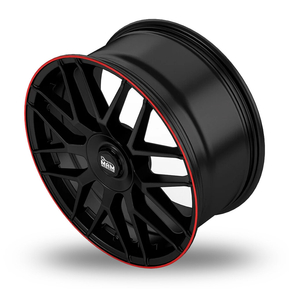18" MAM GT1 Matt Black Lip Red Alloy Wheels