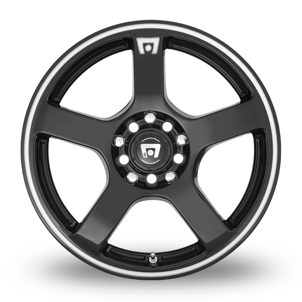 16" Motegi Racing MR116 FS5 Gloss Black With Machined Flange Alloy Wheels