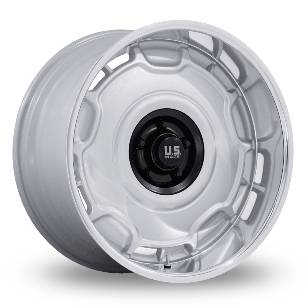 US Mags UC146 Arlington (USA Warehouse) Silver Matt Black Cap Polished Rim Alloy Wheels