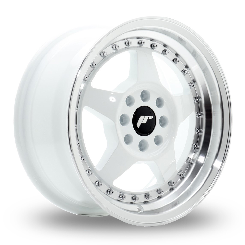 Japan Racing JR6 (7x15) White Machined Lip Alloy Wheels