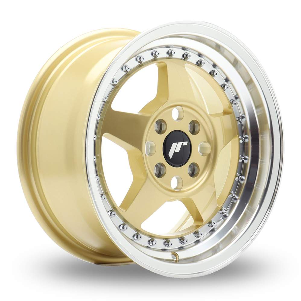 Japan Racing JR6 (7x15) Gold Machined Lip Alloy Wheels