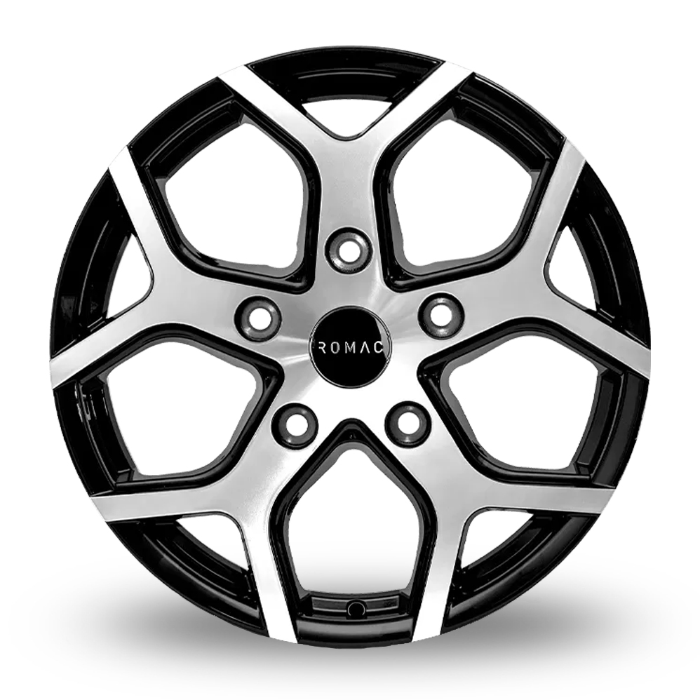 16" Romac Cobra Black Polished Alloy Wheels