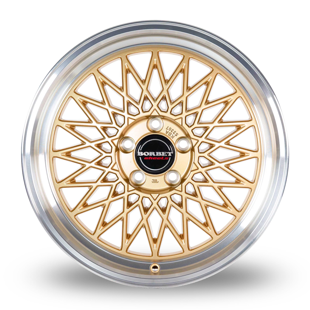 17" Borbet B Gold Rim Polished Alloy Wheels
