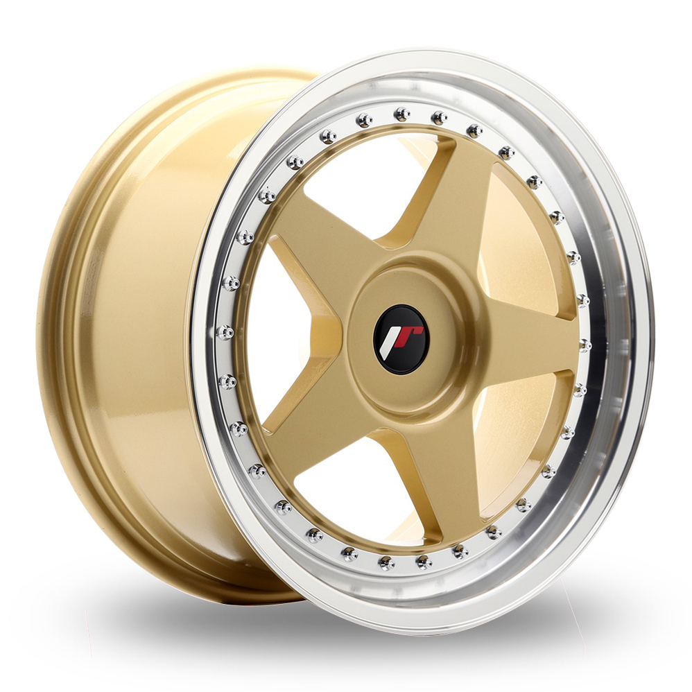 Japan Racing JR6 (8x17) (Custom Fitment) Gold Machined Lip Alloy Wheels