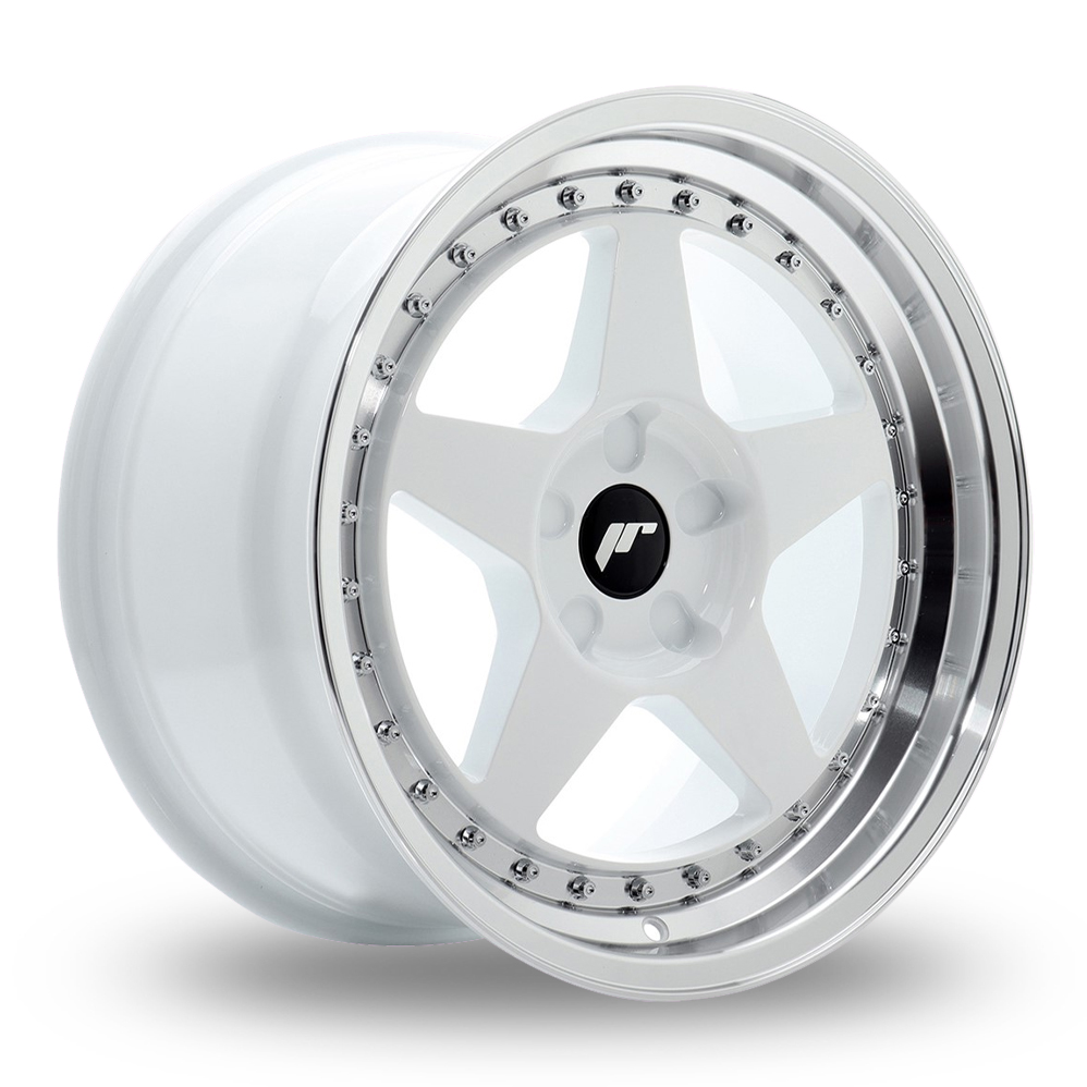 Japan Racing JR6 (9x17) (Custom Fitment) White Machined Lip Alloy Wheels
