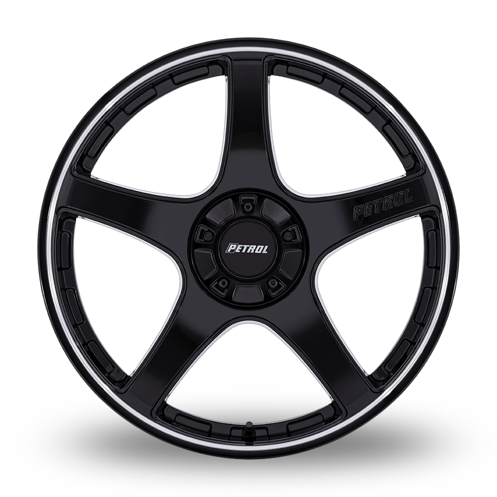 20" Petrol PE003 P2E (USA Warehouse) Gloss Black With Machined Lip Alloy Wheels
