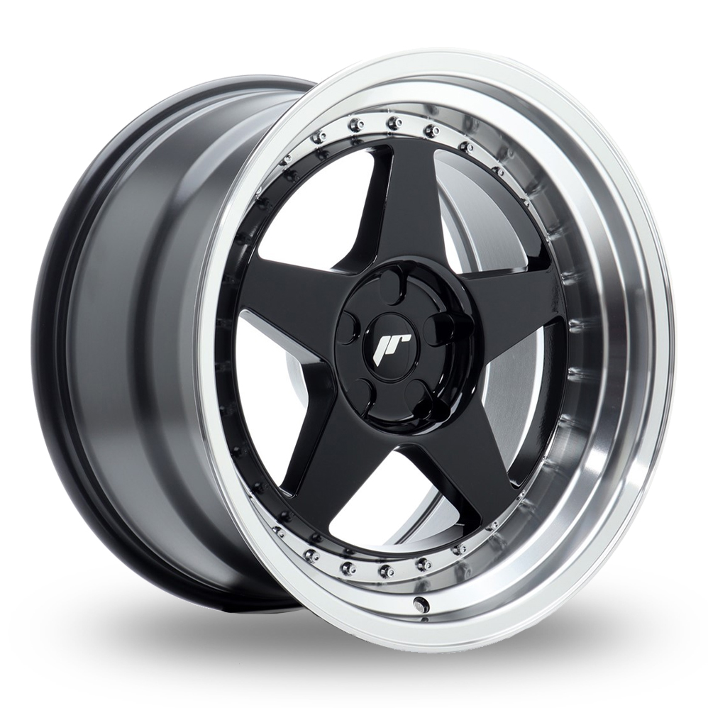 Japan Racing JR6 (10.5x18) (Custom Fitment) Gloss Black Machined Lip Alloy Wheels