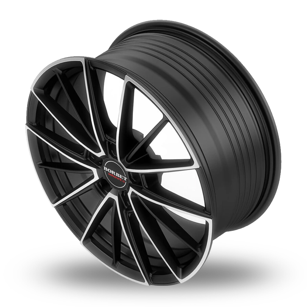 19" Borbet FB2 Matt Black Polished Alloy Wheels