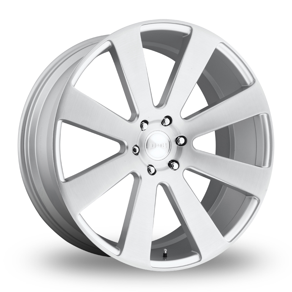 DUB S213 8-Ball (USA Warehouse) Gloss Silver Brushed Alloy Wheels