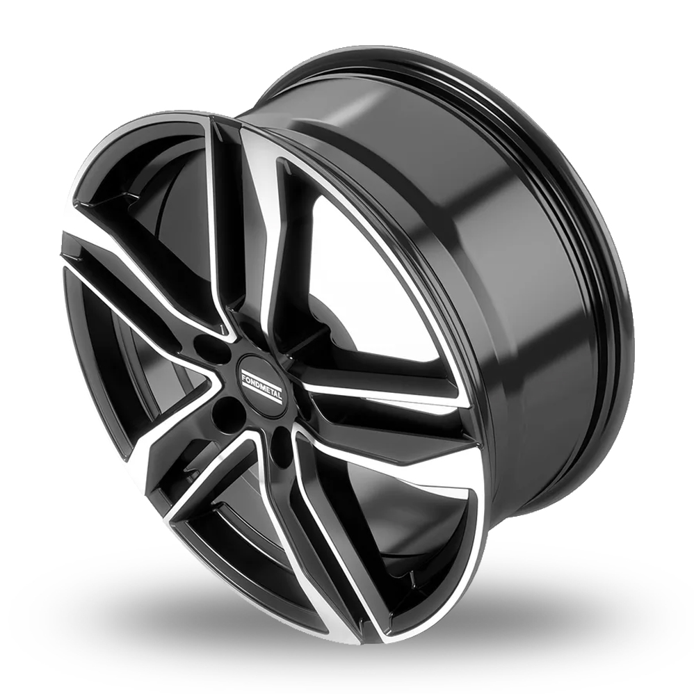 18" Fondmetal Hexis Gloss Black Machined Alloy Wheels