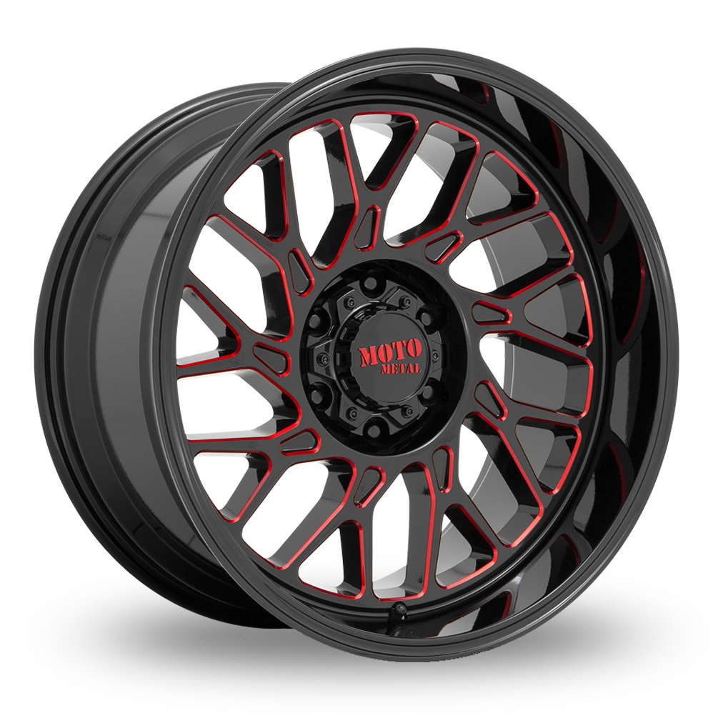 Moto Metal MO805 (USA Warehouse) Gloss Black Milled With Red Tint Alloy Wheels