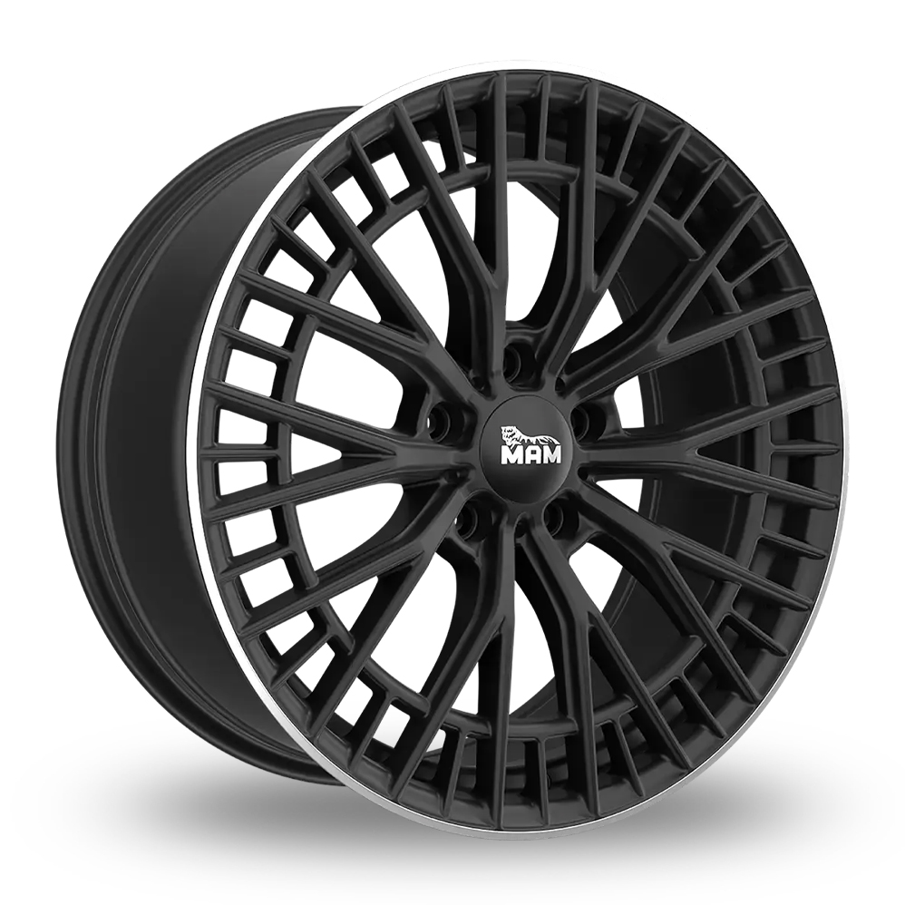 MAM GT2 Matt Black Polished Lip Alloy Wheels