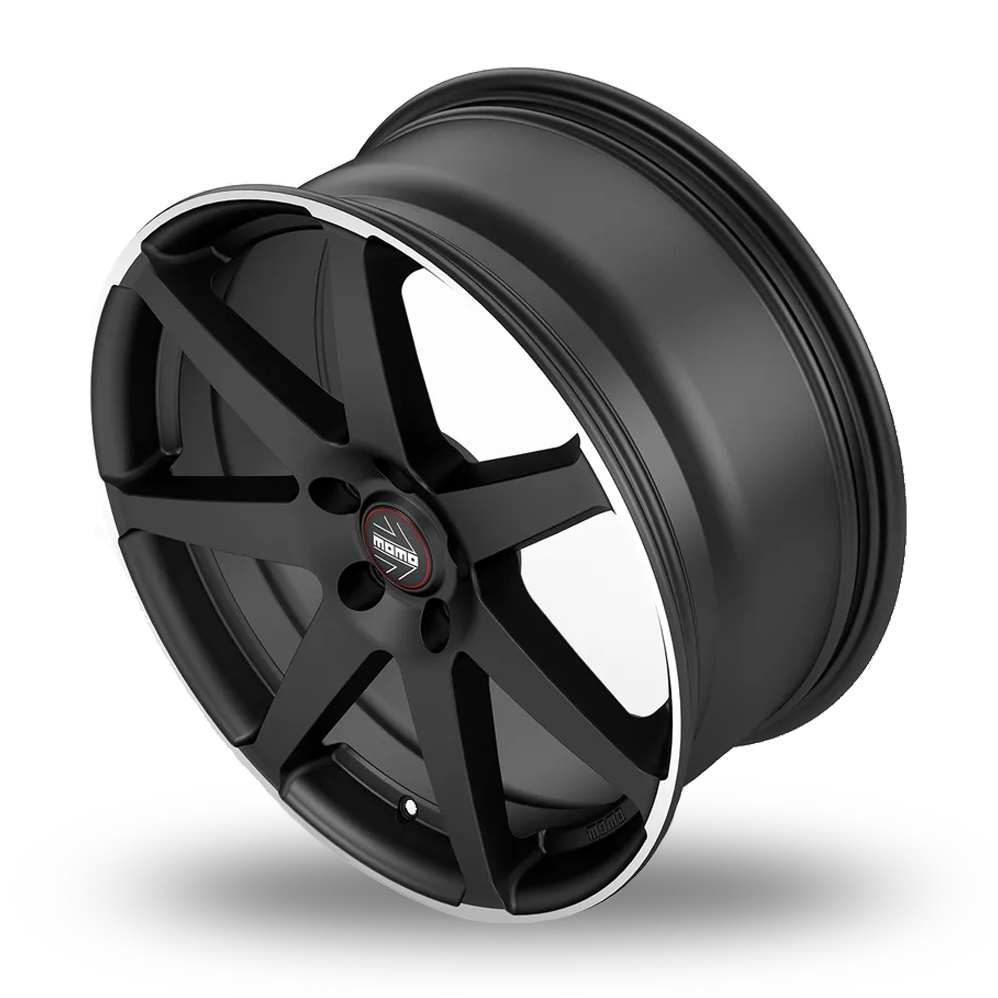 18" Momo Seven Matt Black Polished Alloy Wheels