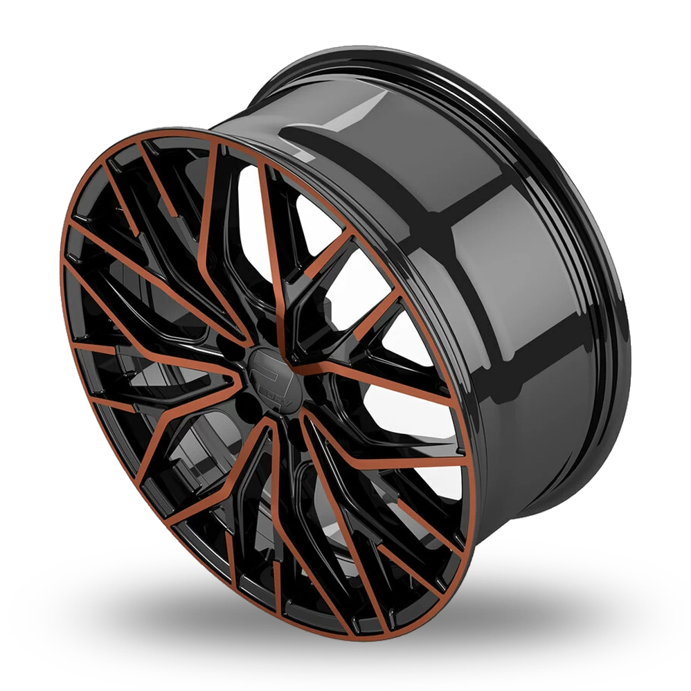 18" 2DRV WH37 Gloss Black Polished Copper Face Alloy Wheels
