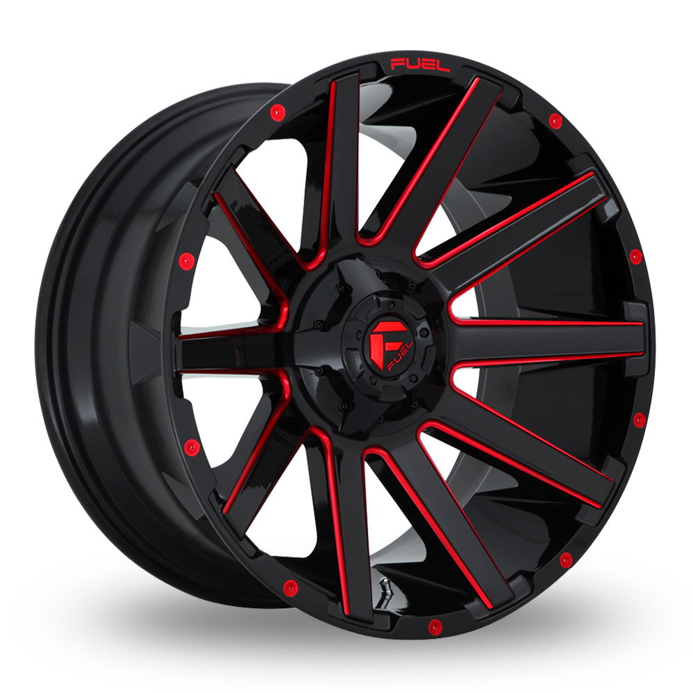 Fuel Off-Road D643 Contra (USA Warehouse) Gloss Black Red Tinted Clear Alloy Wheels