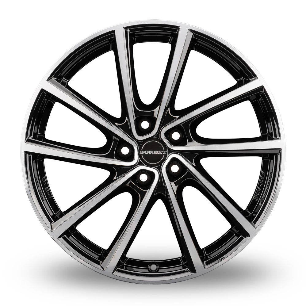 19" Borbet V Gloss Black Polished Alloy Wheels