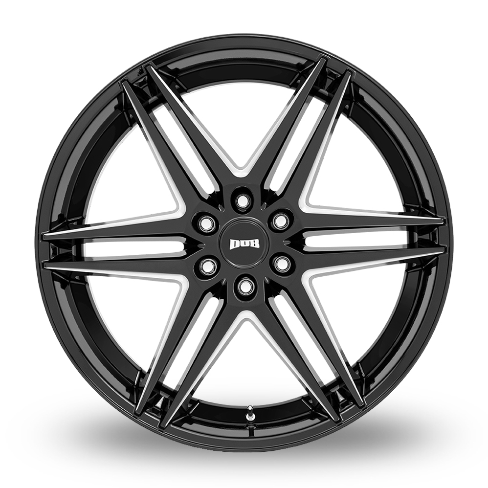 26" DUB S267 Dirty DOG Glossy Black Milled Alloy Wheels