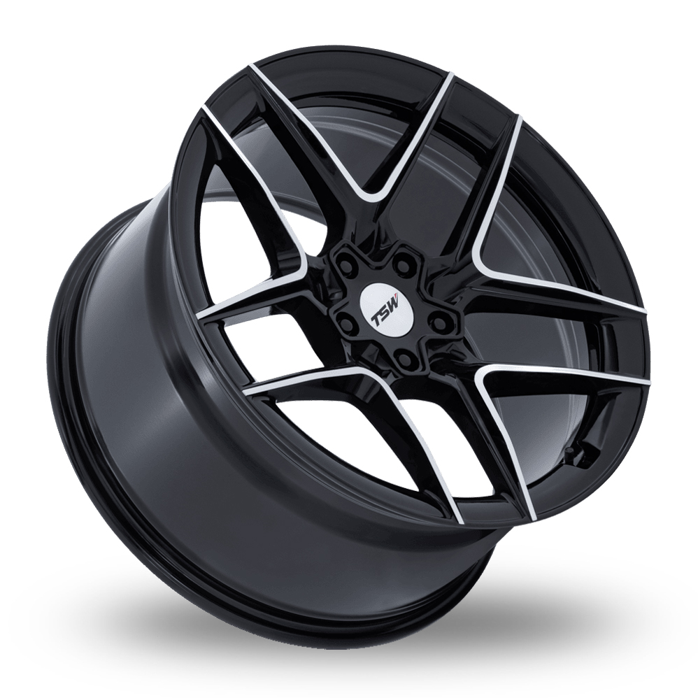 19" TSW TW008 Slipstream (USA Warehouse) Gloss Black Polished Alloy Wheels