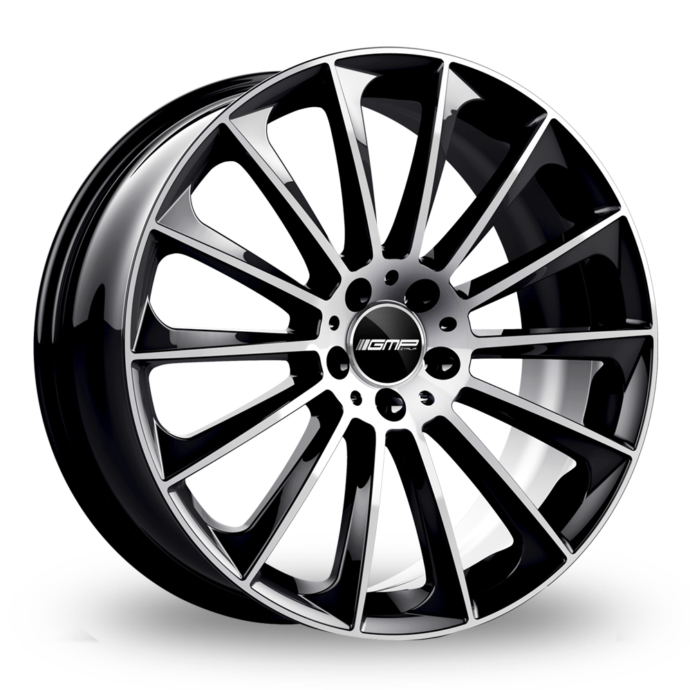 8.5x19 (Front) & 9.5x19 (Rear) GMP Italia Stellar Black Polished Alloy Wheels