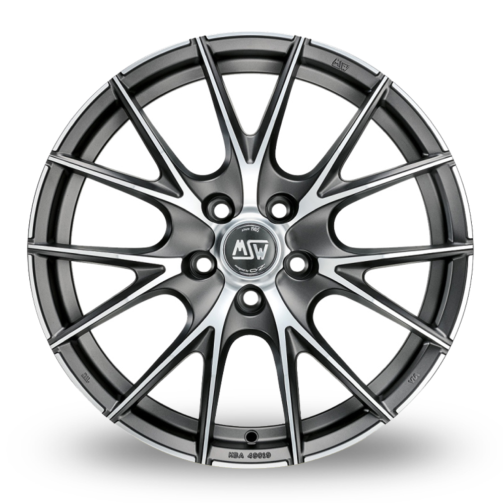 18" MSW (by OZ) 25 Matt Titanium Full Polished Alloy Wheels