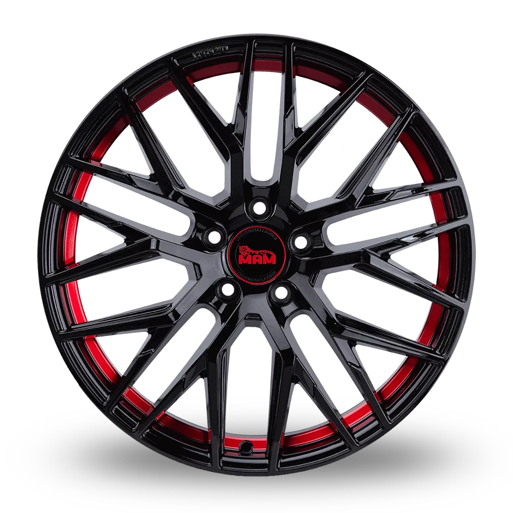 20" MAM RS4 Gloss Black Red Inside Alloy Wheels