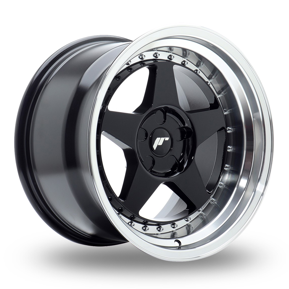 Japan Racing JR6 (10x17) (Custom Fitment) Gloss Black Machined Lip Alloy Wheels