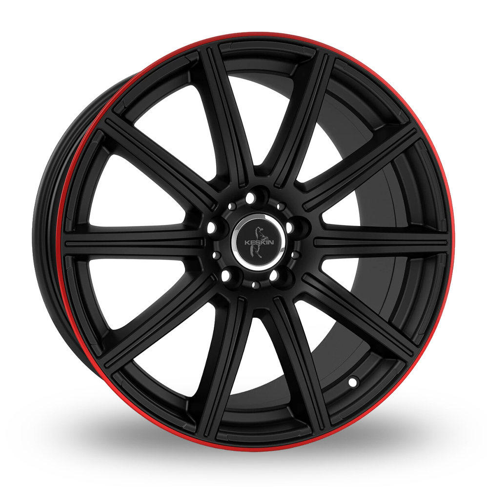 Keskin Tuning KT16 Matt Black Lip Red Alloy Wheels