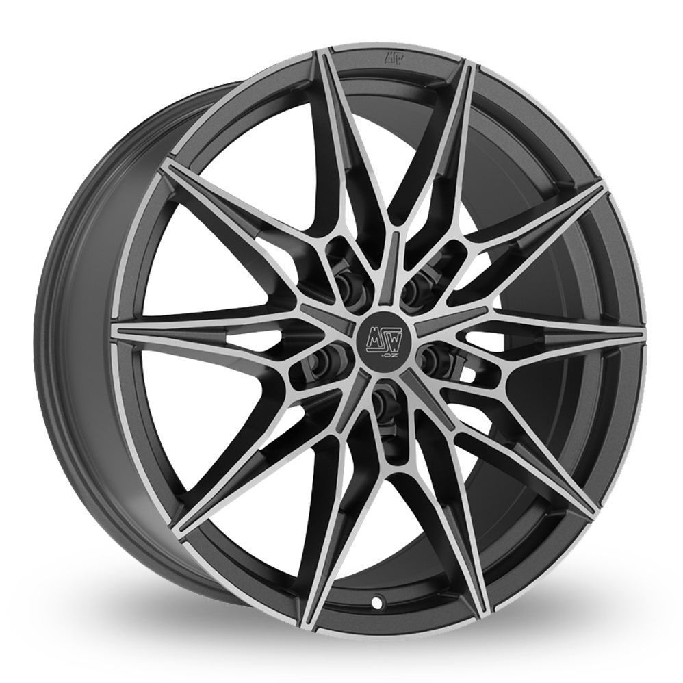 MSW (by OZ) 75 Matt Gunmetal Polished Alloy Wheels