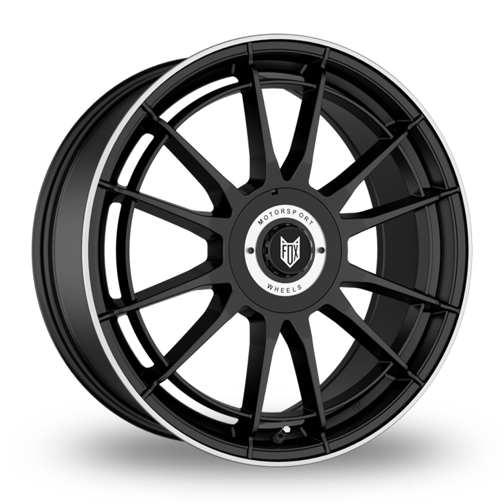 7x17 5x108/114.3 ET38 Fox Racing VR4 (Satin Black Polish Lip) (73.1cb) (690kg Load) Alloy Wheels