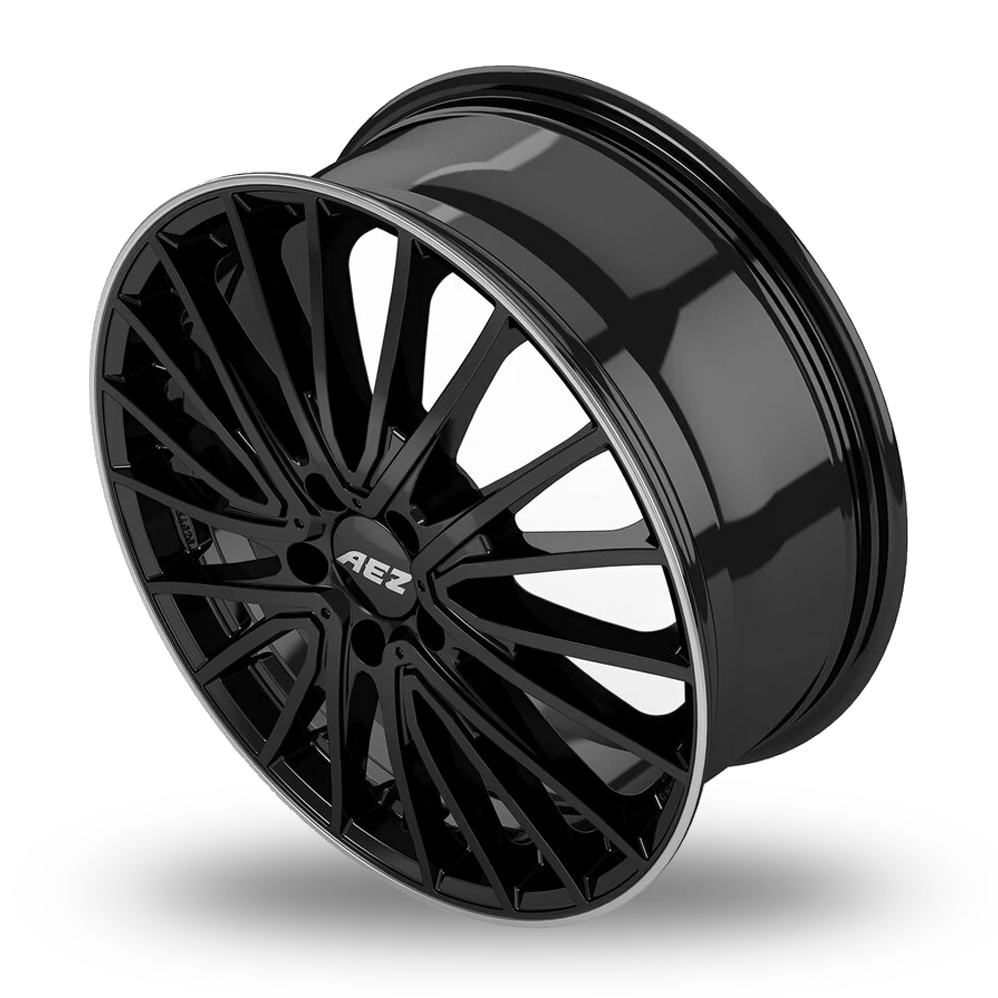 19" AEZ Berlin Black Polished Lip Alloy Wheels