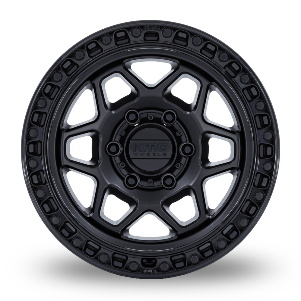 17" KMC KM553 Torx Matte Black With Gloss Black Lip Alloy Wheels
