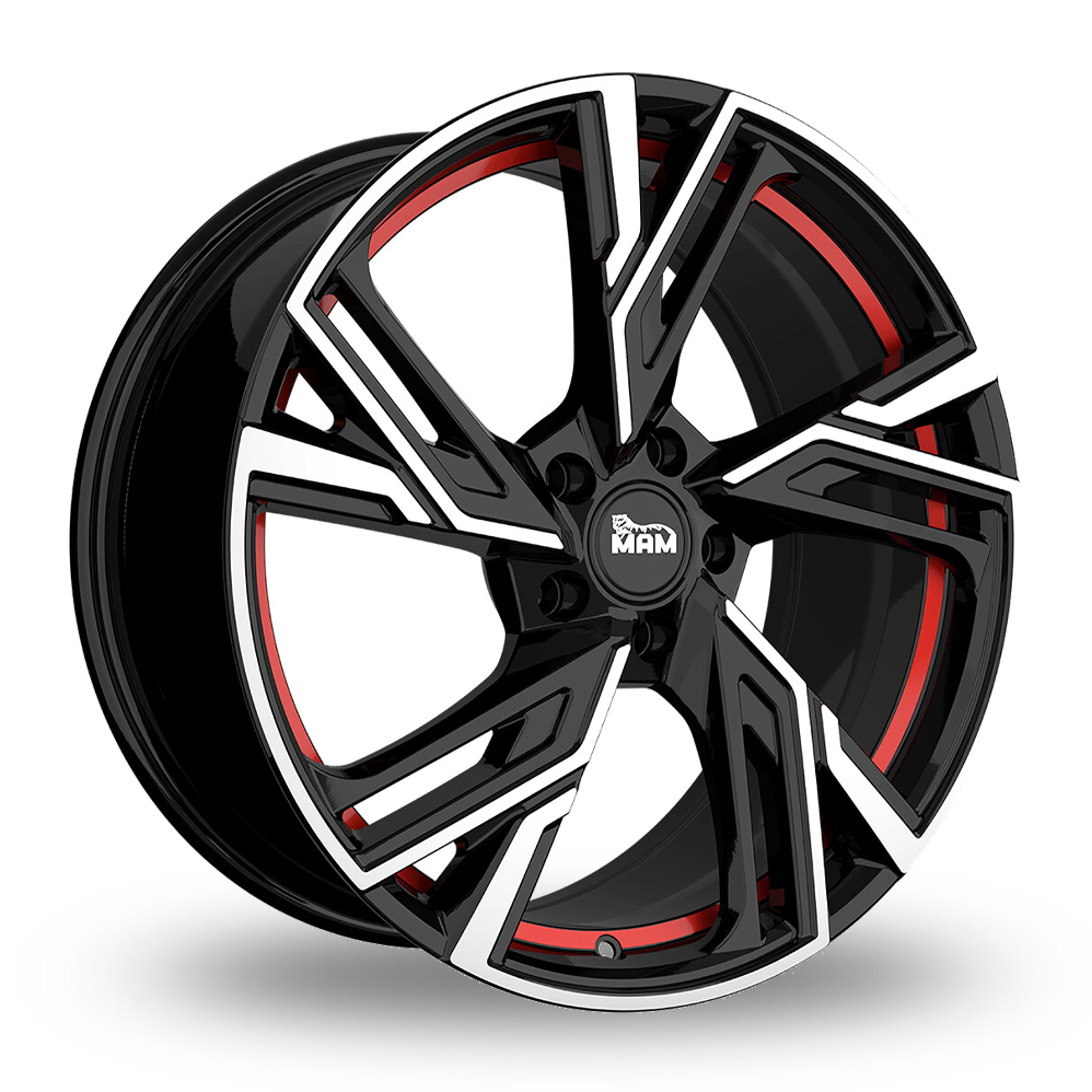 MAM RS5 Black Polished Red Inside Alloy Wheels