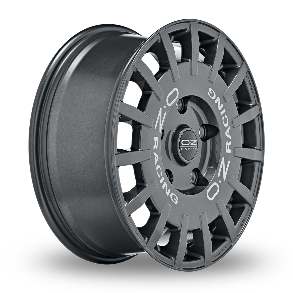 18" OZ Racing Rally Racing VAN Dark Graphite Silver Lettering Alloy Wheels