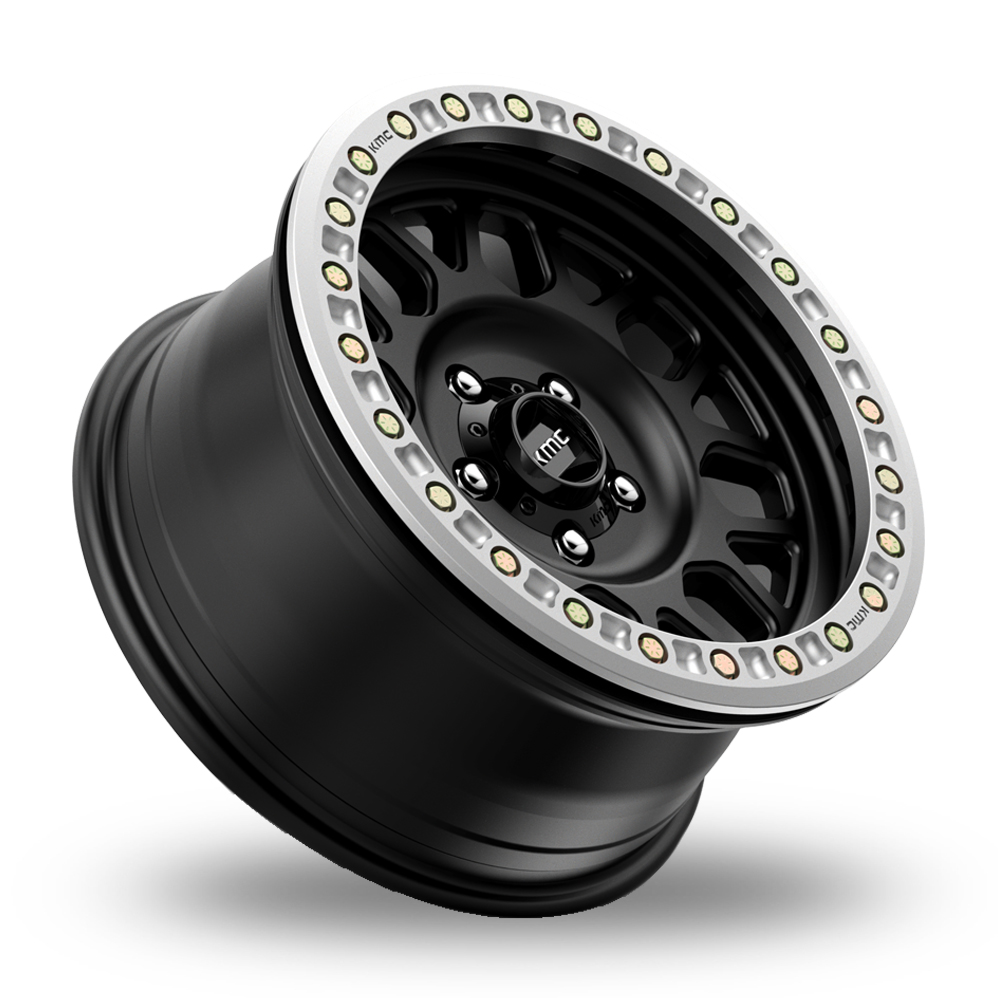 17" KMC KM234 Grenade Desert Beadlock Satin Black Alloy Wheels