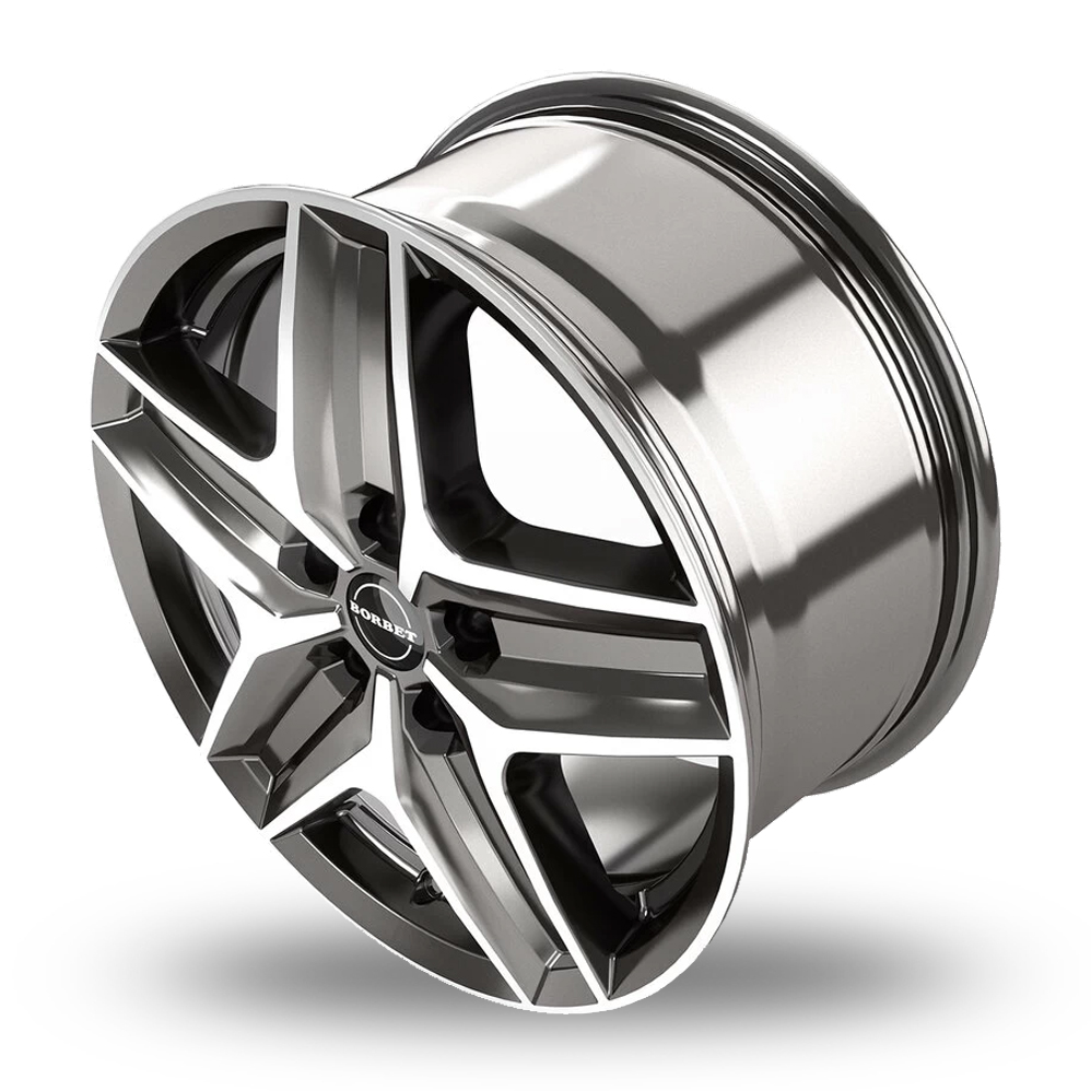 17" Borbet CWZ Gloss Anthracite Polished Alloy Wheels