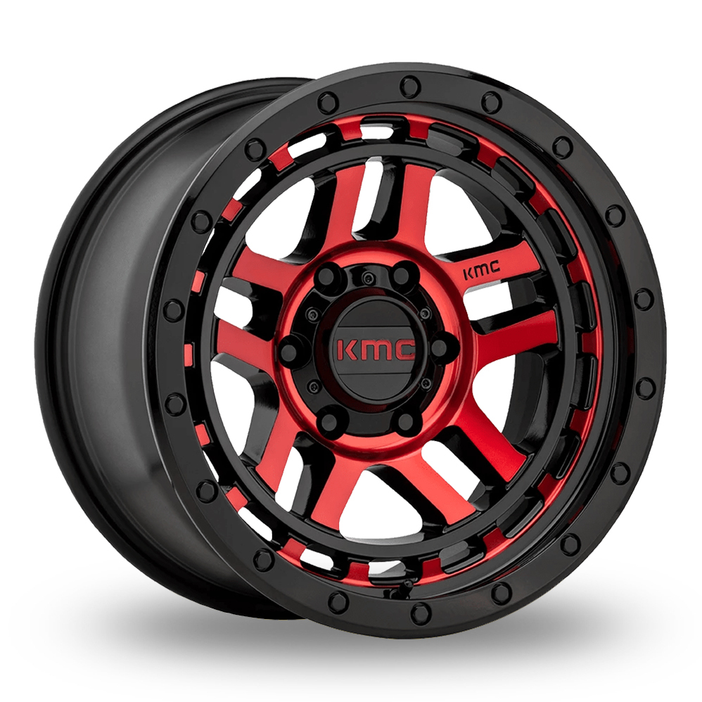 KMC KM540 Recon (EU Warehouse) Gloss Black Machined With Red Tint Alloy Wheels
