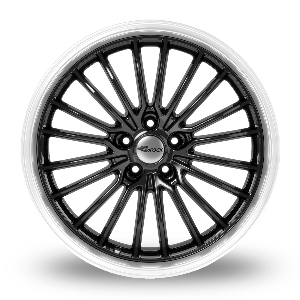 20" Brock B24 GP Black Polished Lip Alloy Wheels