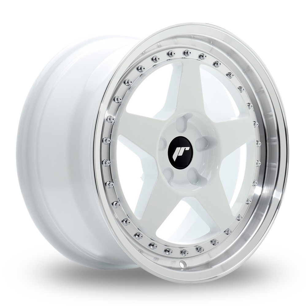 Japan Racing JR6 (8x17) (Custom Fitment) White Machined Lip Alloy Wheels