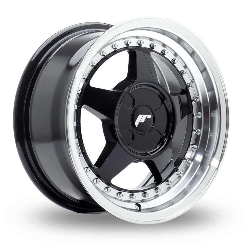 Japan Racing JR6 (7x15) (Custom Fitment) Gloss Black Machined Lip Alloy Wheels
